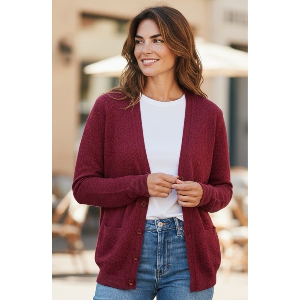 SOL Women's S 100% Baby Alpaca Sweater Textured Wine EUC
